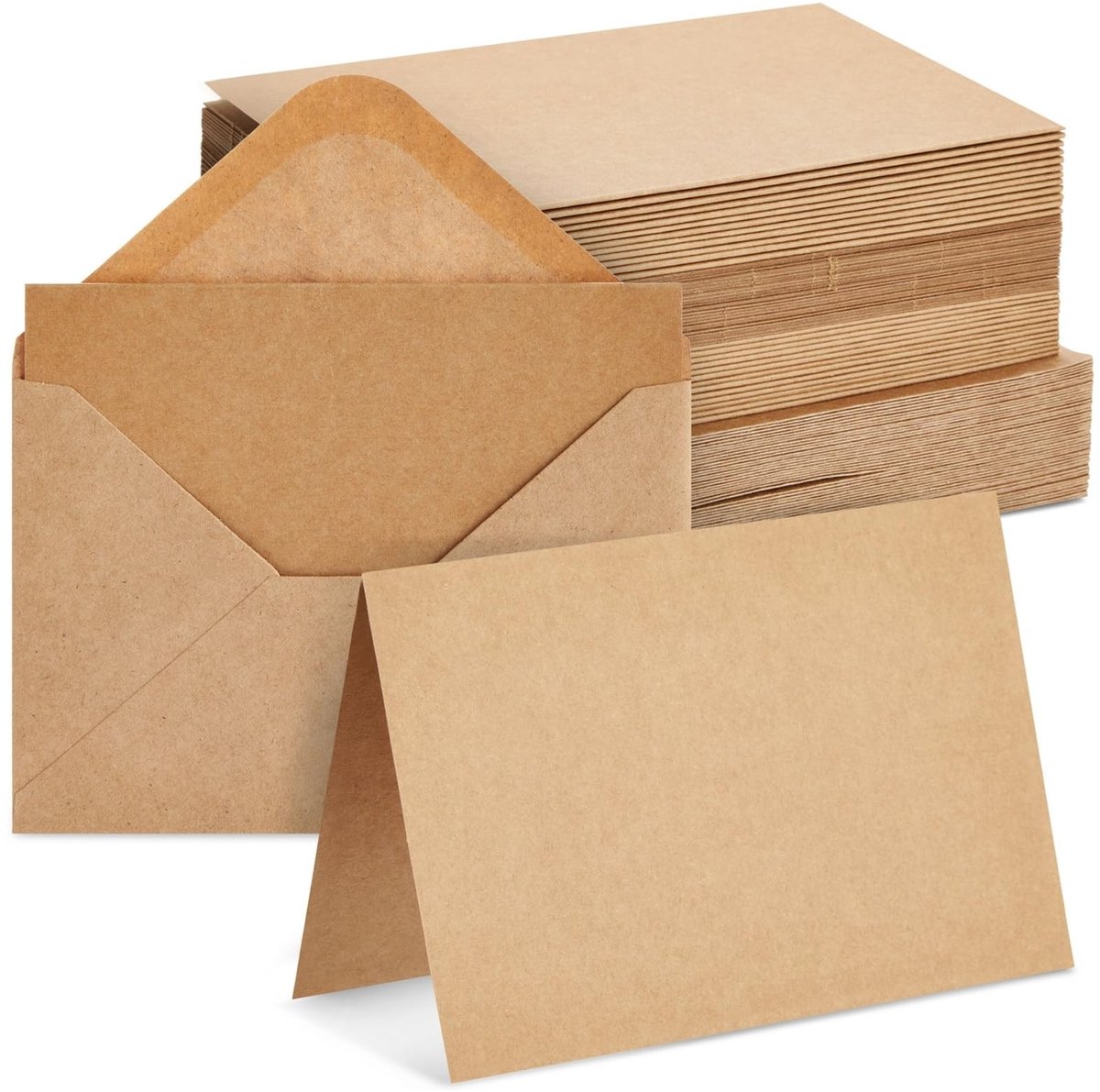 Dailygoody - Kraftpapieren Blanco Wenskaarten - Doe-het-zelf Uitnodigingen - Gevouwen Karton - Bruin - Ambachtelijk - Perfect voor Bruiloft en Verjaar...