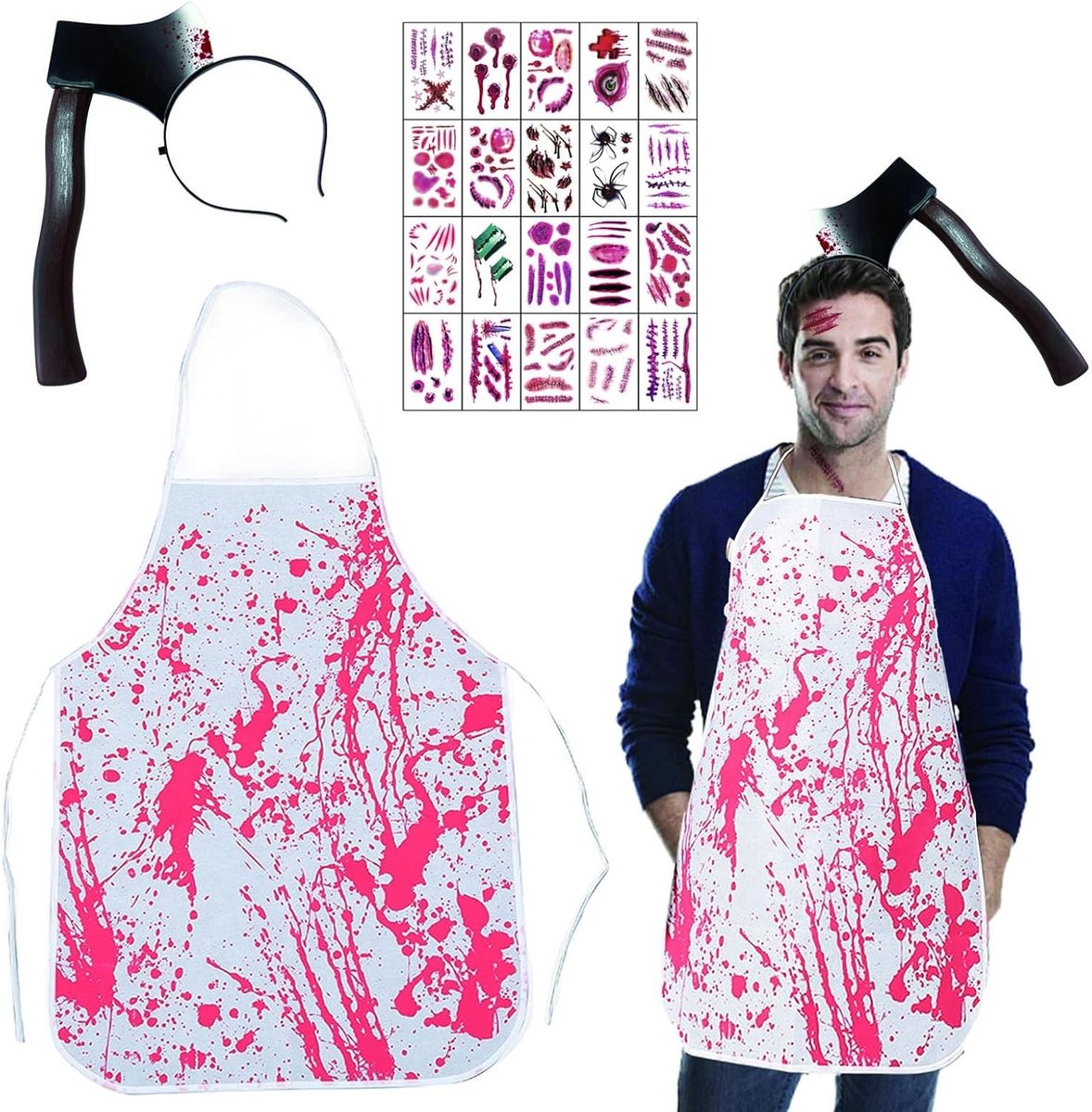 Volwassen Halloween Kostuum voor Mannen - Seriële Moordenaar Thema Outfit met Realistische Details voor Carnavalsfeesten en Horror Evenementen