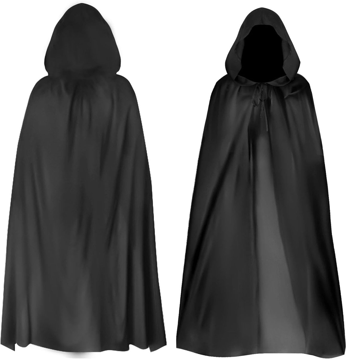 Zwarte Halloween Cape met Kap voor Grim Reaper en Duivel, Perfect voor Cosplay en Feestjes, Geschikt voor Volwassenen en Kinderen