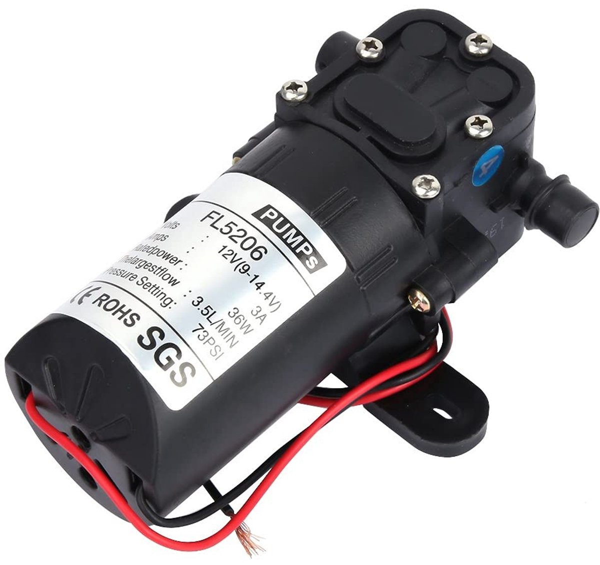 Dailygoody - Algemene diafragmapomp - Waterdrukpomp 3,5L/min - Corrosiebestendig - Zwart - Elektrische pomp - Ideaal voor watertransport - Model FL-5206