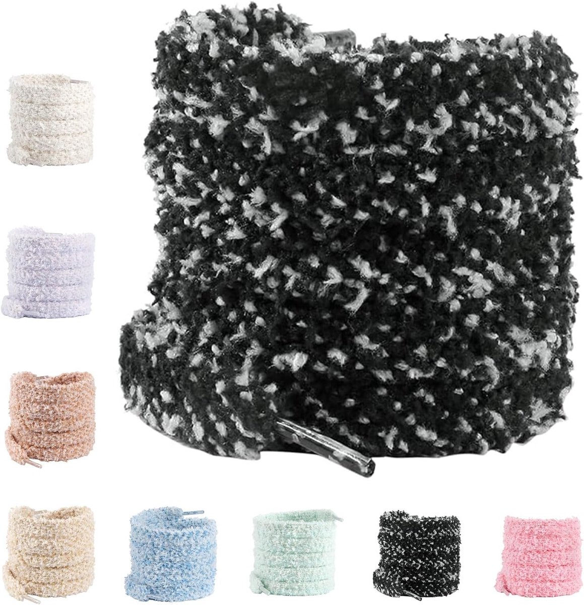Flat Pluche Veters 10 mm Breed, Dikke Fluffy Veters voor Sport-, Hardloop- en Casual Schoenen, 120 cm Lang