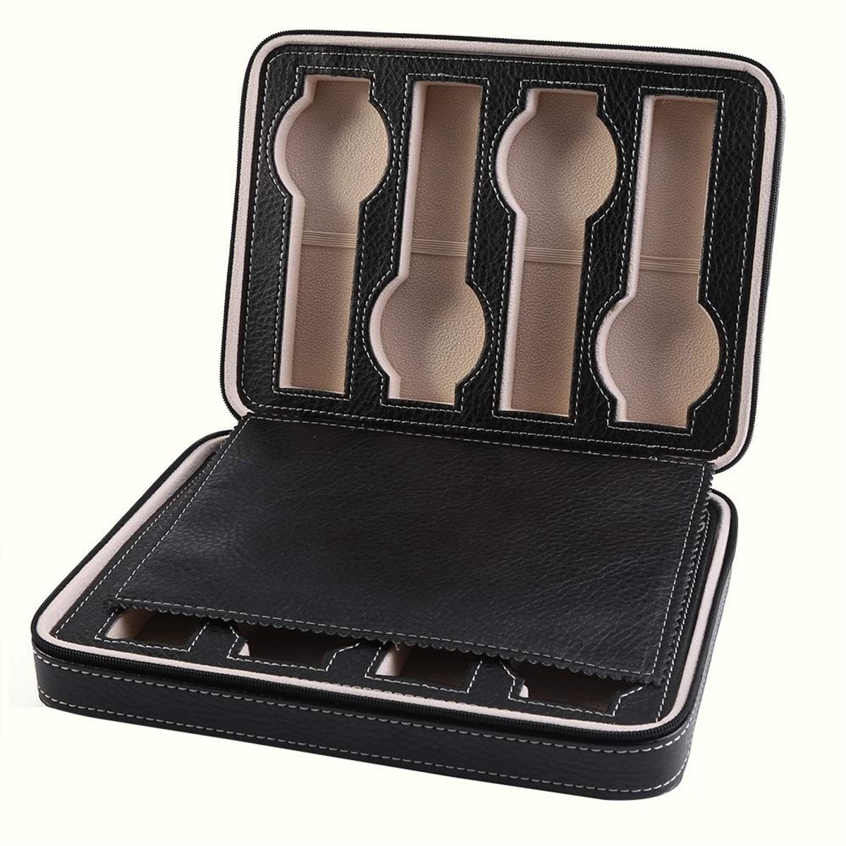 Allecto - Horloge Box - 8 Opbergvakken - Elegant Design - Zwart