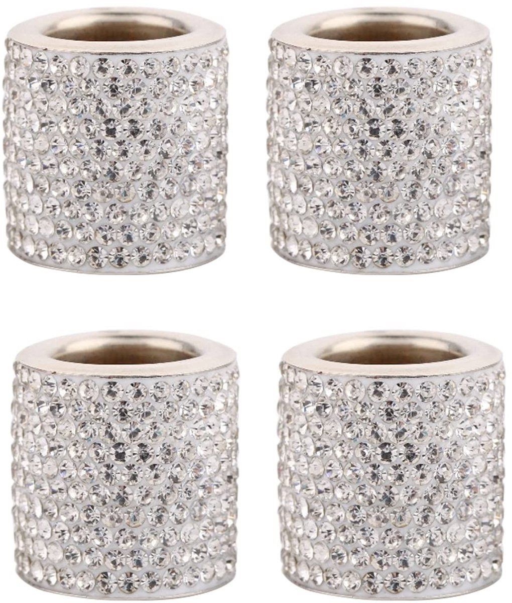 Dailygoody - Auto hoofdsteun kraag - Kristal strass - Bling interieur decoratie - Witte kleur - Hoofdsteun ringen - Geschikt voor auto, vrachtwagen, SU