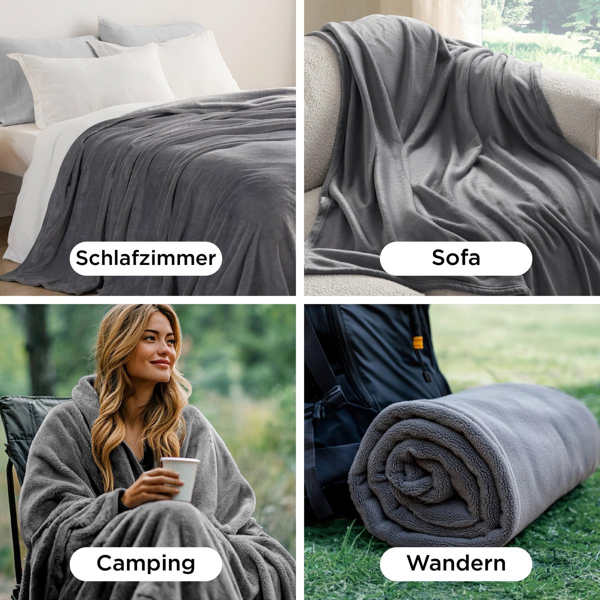 Dailygoody - Fleecedeken - Warme zachte deken - Ideaal voor knuffelen - Grijs - Perfect voor binnen en buiten - Comfortabel en stijlvol - Geschik