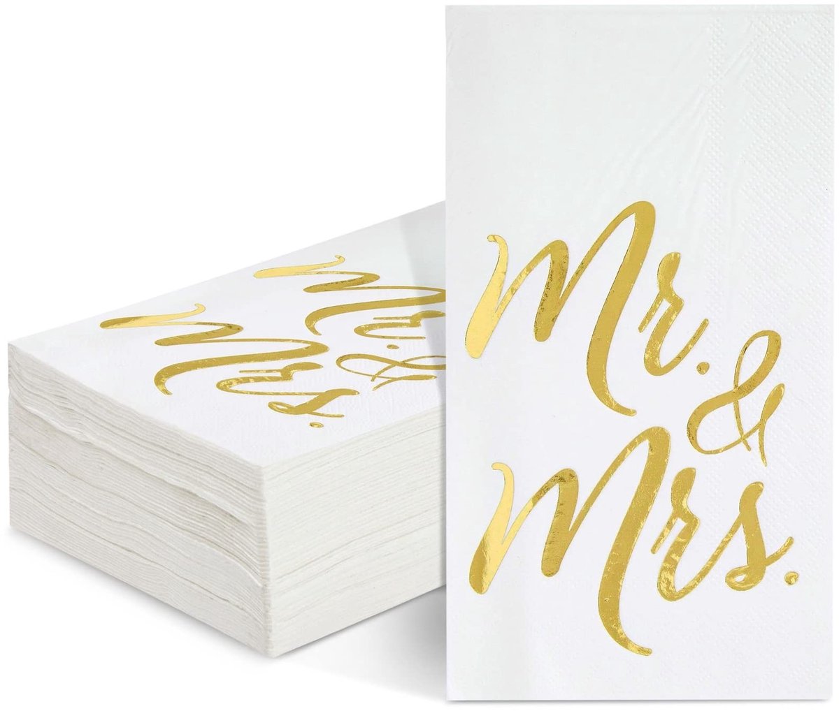 Dailygoody - Wegwerp Bruiloft Servetten - Luxe Goudfolie Decoratie - 50 Stuks - Wit - 3-Laags - Perfect voor Feesten - 10 x 20 cm