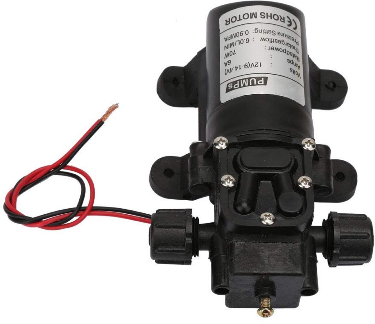 Dailygoody - Elektrische hogedrukpomp - zelfaanzuigende waterpomp - lage stroom - kunststof - voor camper en boot - 6 l/min - veilig en betrouwba