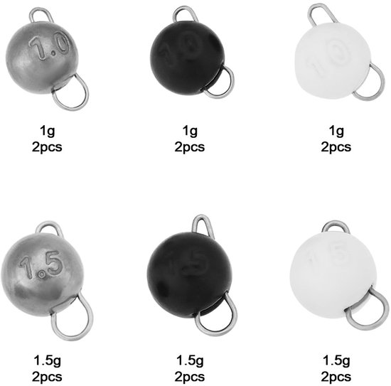Store_8 - Tungsten Cheburashka Visgewichten - 12 Stuks - Perfect voor Zoet- en Zoutwatervissen - Glow, Zwart, Zilver - Karper, Bas, Kabeljauw van Merkloos — afbeelding 4