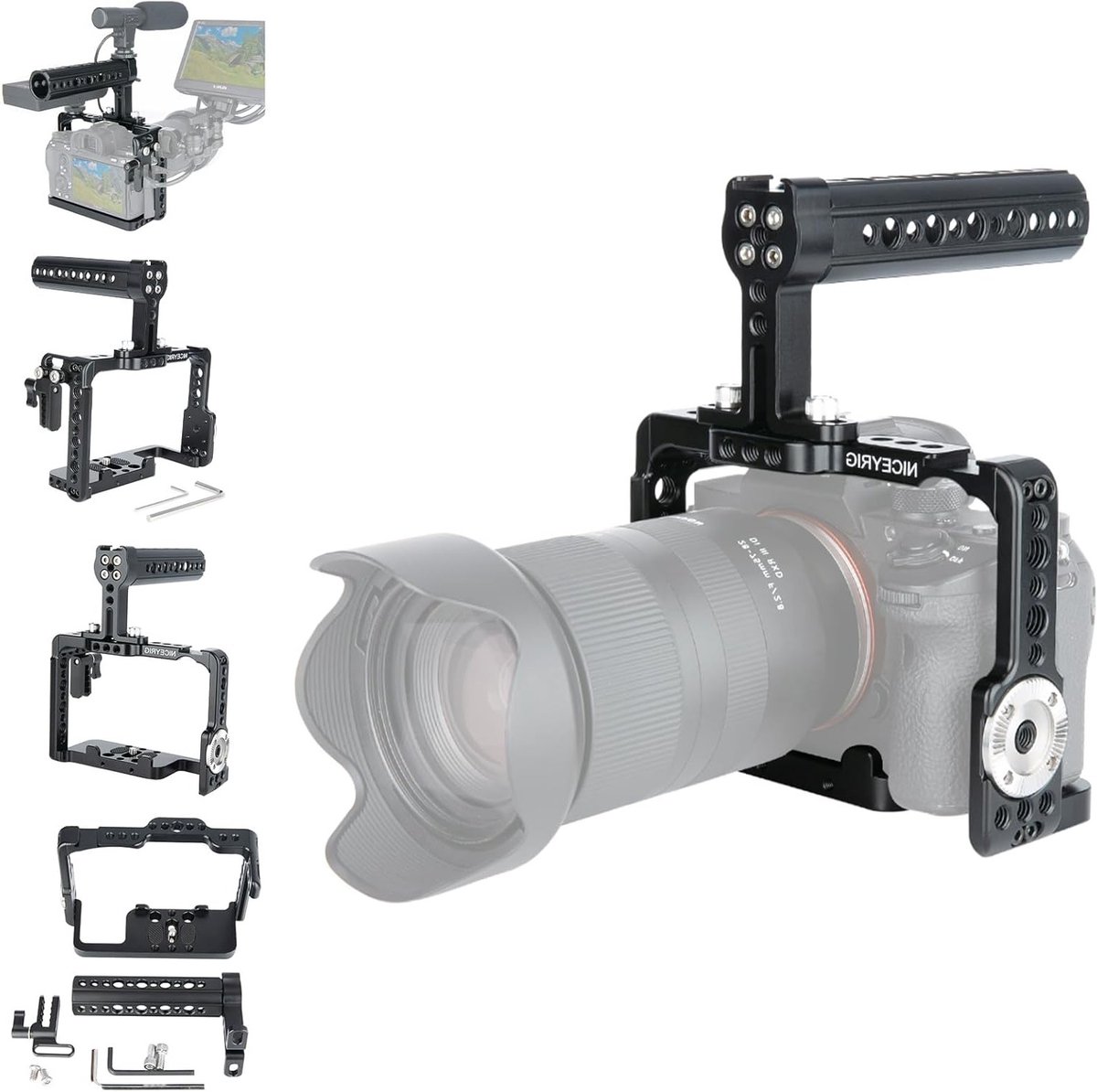 Camera Cage Kit met Cheese Top Handle en HDMI Kabel Lock voor Sony A7 Series DSLR Camera's