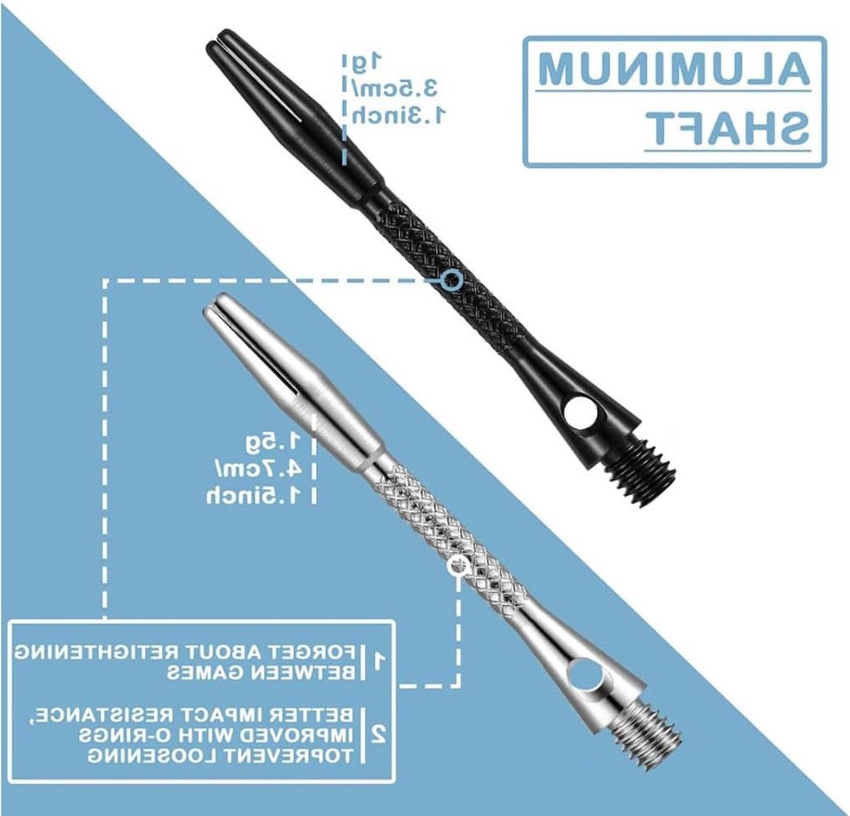 Dart Shafts in Zilver - Lichtgewicht en Duurzaam Accessoire voor Dartspellen, Perfect voor Competitie en Vrije Tijd