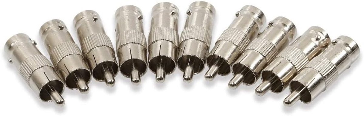 10 Stuks BNC Female naar RCA Male Plug Adapter voor CCTV Beveiligingscamera's, Coaxiale Kabelverbinding en Connectoren