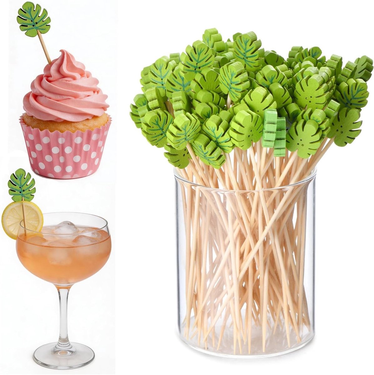 100 Stuks Cocktaildecoraties voor Zomerse Feesten met Flamingo, Ananas en Pauw Spiesen