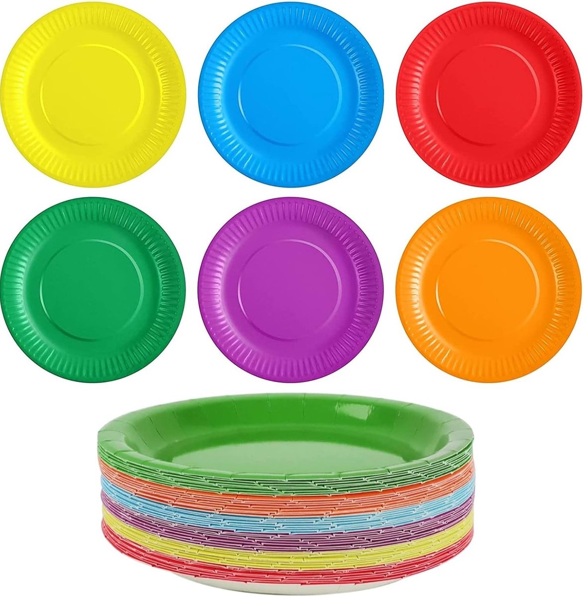 Papieren Borden - Papieren Bord - Gebaksbordjes - Bordjes - Wegwerp borden - Feest/verjaardag/BBQ borden - Dessertbordjes - Papieren Bordjes - Taartborden - Feestborden - 6 Kleuren - 17,5 cm - 90 Stuks - van Imperatoris