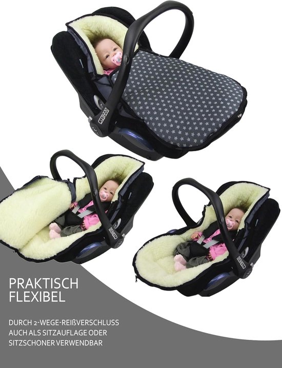 Baby Voetenzak - Autostoel Muts - Warm Blijven - Waterafstotend - 75 x 40 cm - Sterren Bordeaux — afbeelding 4