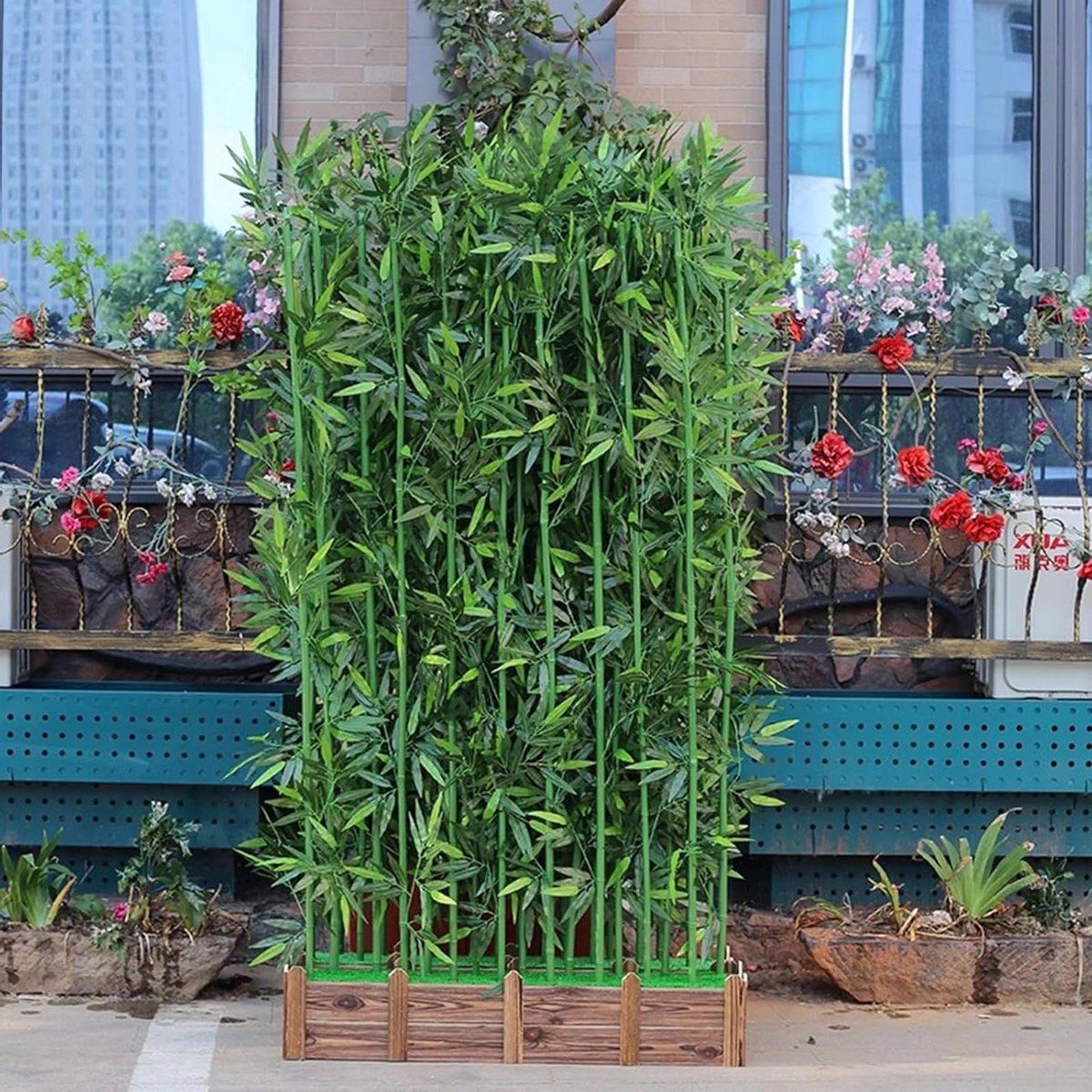 Nep Bamboe Boom - Kunstplant Scherm - Privacy Creëren - Natuurlijke Bamboe Stammen - L 120cm - Groen