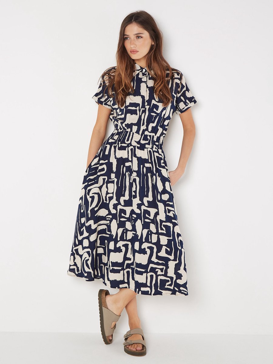 Geo Grecian-shirt midi-jurk
