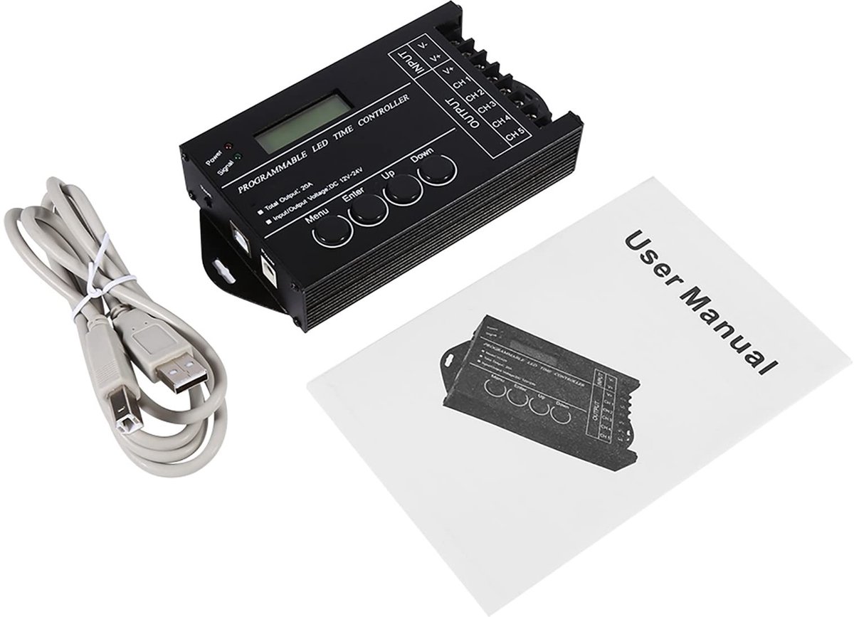 OmGoods - Dailygoody - Programmeerbare kleur LED Controller - 5 Tijdsregelaar - 20A - DC12/24V USB CD Kabel - Flexibel gebruik - Ideaal voor verlichting