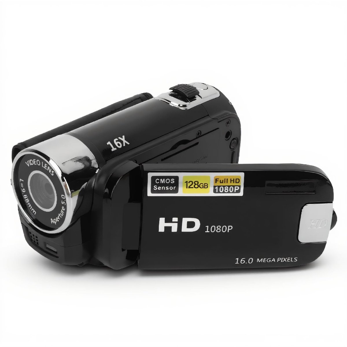 OmGoods - Dailygoody - Digitale Camera - 16MP - Draaibaar Scherm - Zwart - HD Videorecorder - 16X Zoom - Geschikt voor Jongens en Meisjes - Compact Model
