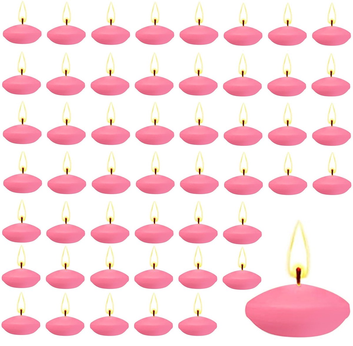 Solidchoice - Dailygoody - Zwemkaarsen - Drijvende kaarsen - Tafeldecoratie - Roze - Bruiloft en kerstdecoratie - Zwembadaccessoires - 50 stuks