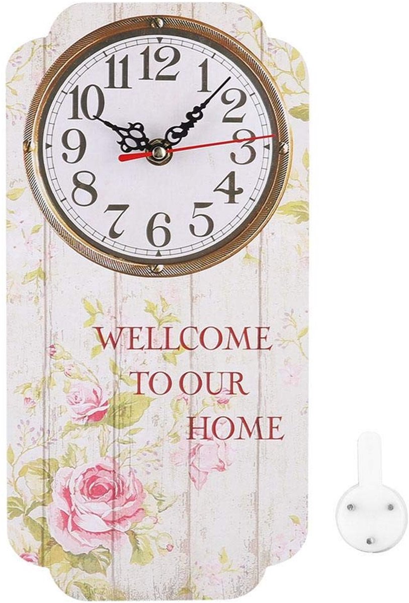 Solidchoice - Dailygoody - Vintage wandklok - Retro design - Perfect voor woonkamer - Rechthoekig - Sfeervolle decoratie - Geschikt voor slaapkamer en kantoor