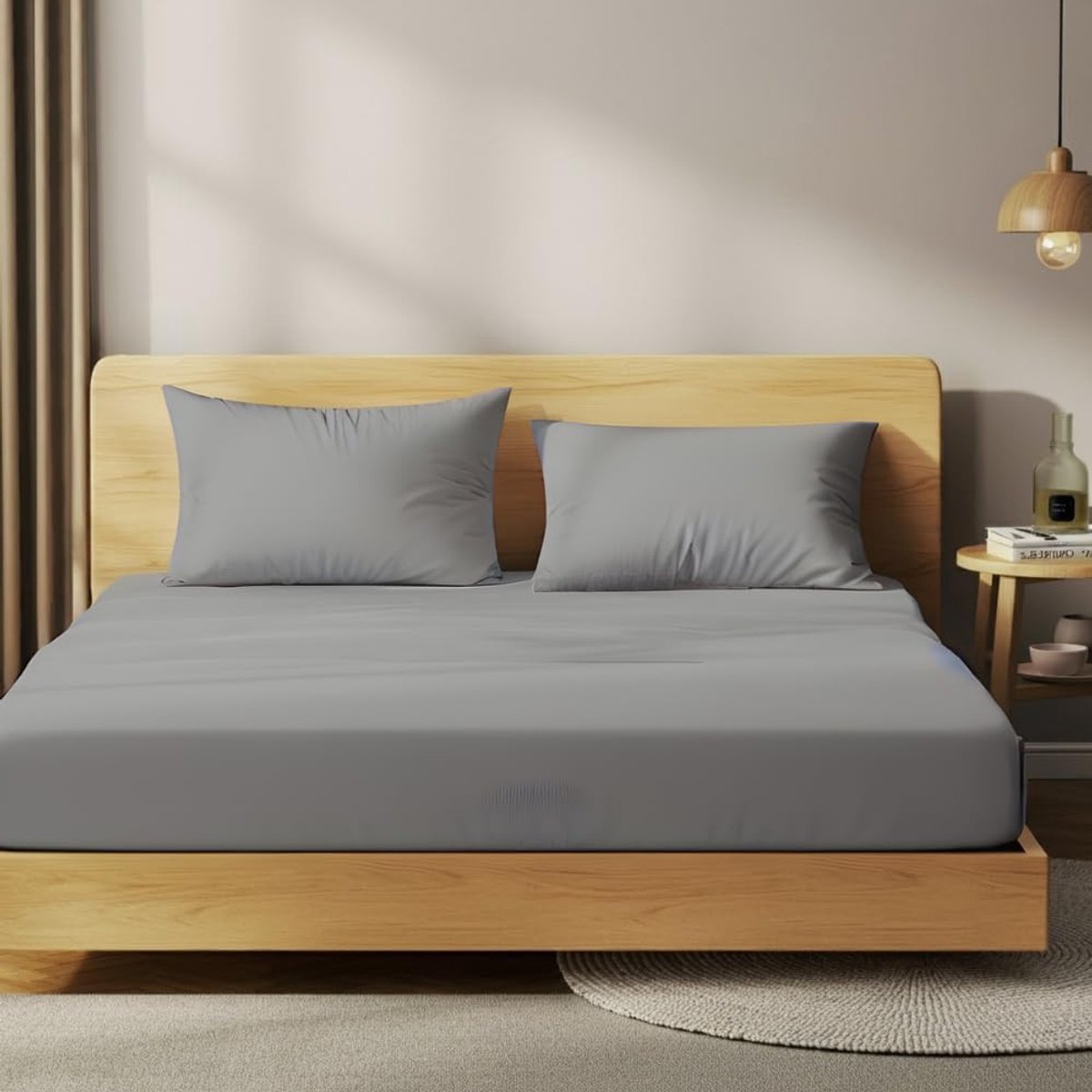 Jersey Fitted Sheet van 100% Ademend Katoen | Uitzonderlijk Zacht voor een Goede Nachtrust | Geschikt voor Matras Hoogte tot 30cm | Eenvoudig te Reinigen (Lichtgrijs, 140x200)
