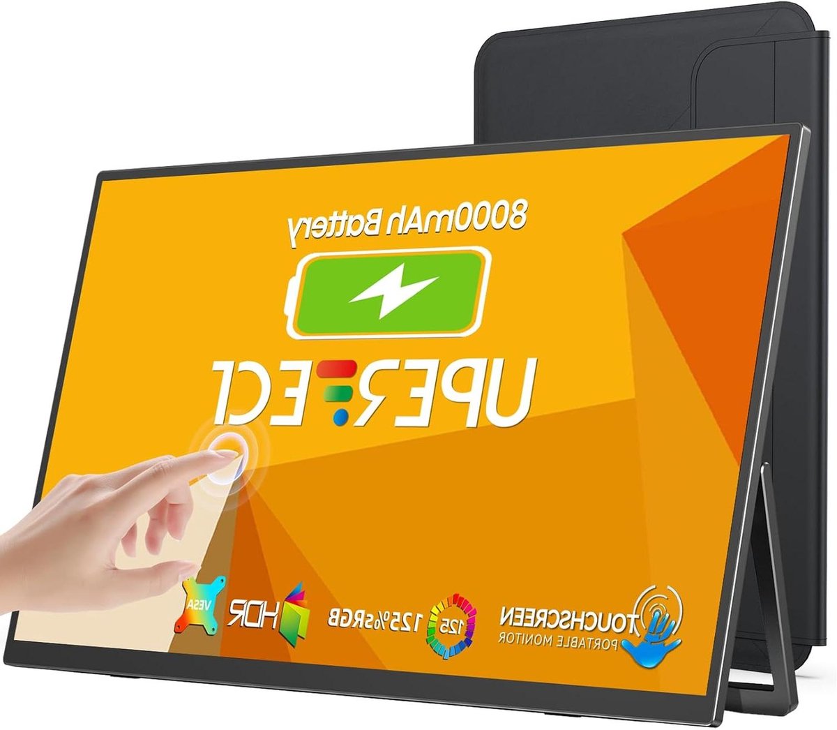 Draagbare Monitor - Extra Scherm - Mobiel Werken - Ingebouwde Batterij - 15.6 Inch - Zwart
