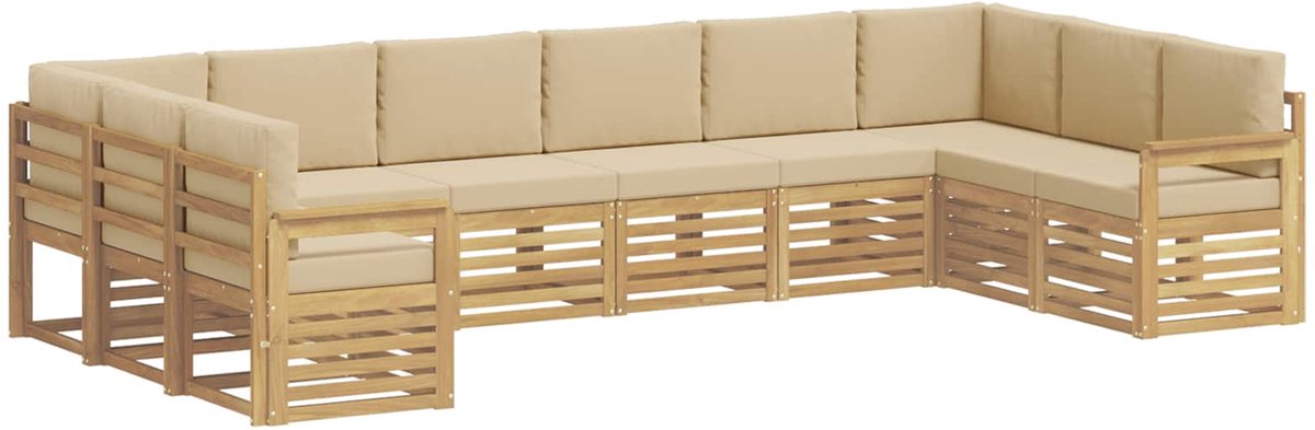 vidaXL Buiten - bank - set - 10 - st - 10-zits - Wit - En - Beige - Polyester Wit en beige