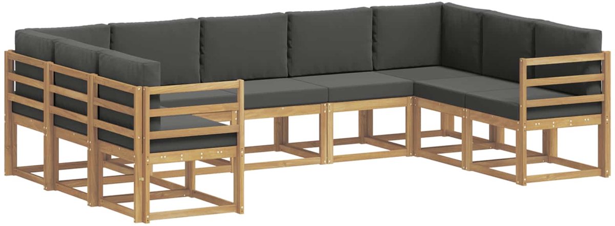 vidaXL Buiten - bank - set - 9 - st - 9-zits - Wit - en - antracietkleurig Wit en antracietkleurig