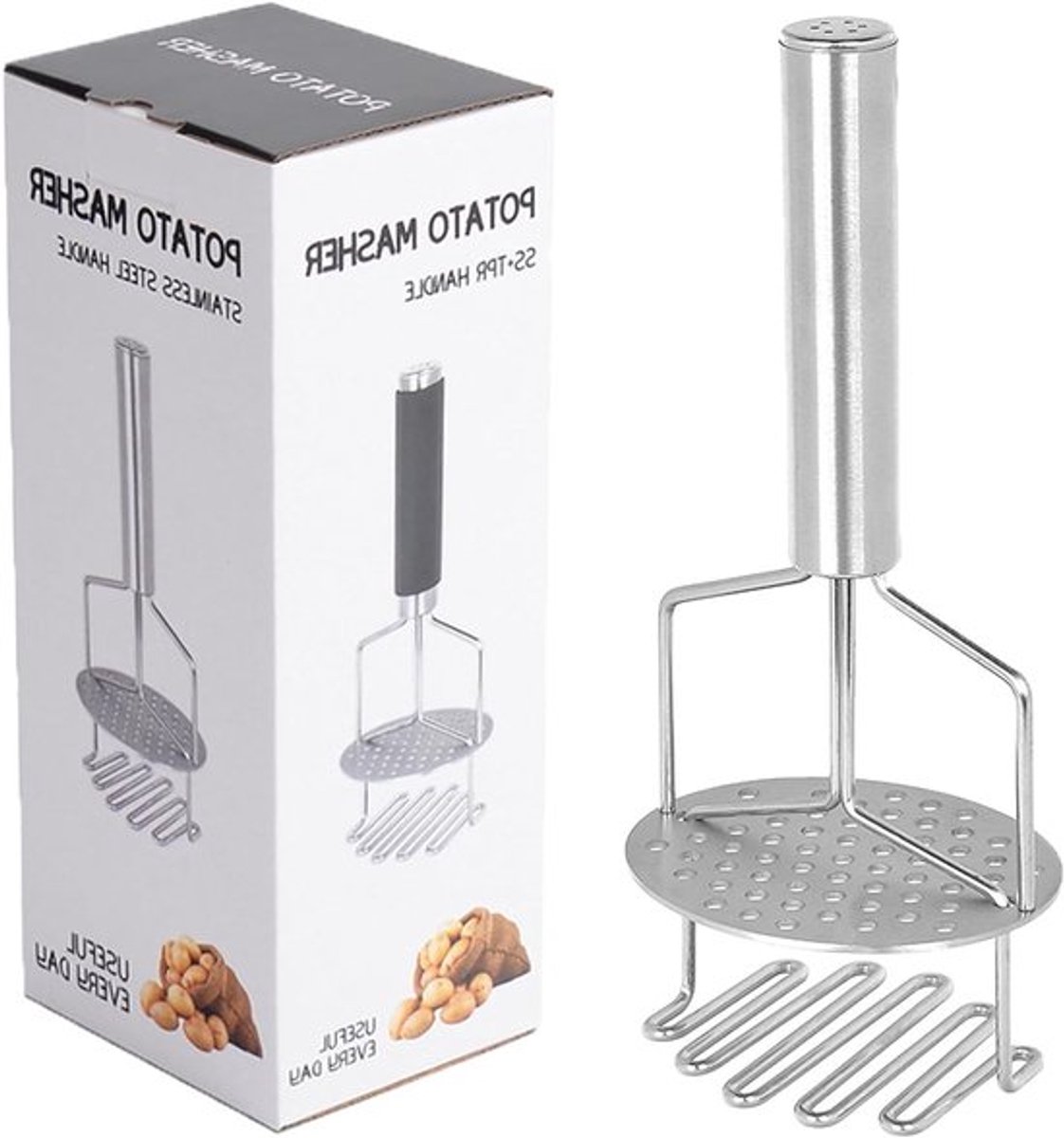 Aardappelstamper - RVS Aardappelpuree-maker - Perfect voor aardappels, fruit, groenten, babyvoeding - Vaatwasserbestendig
