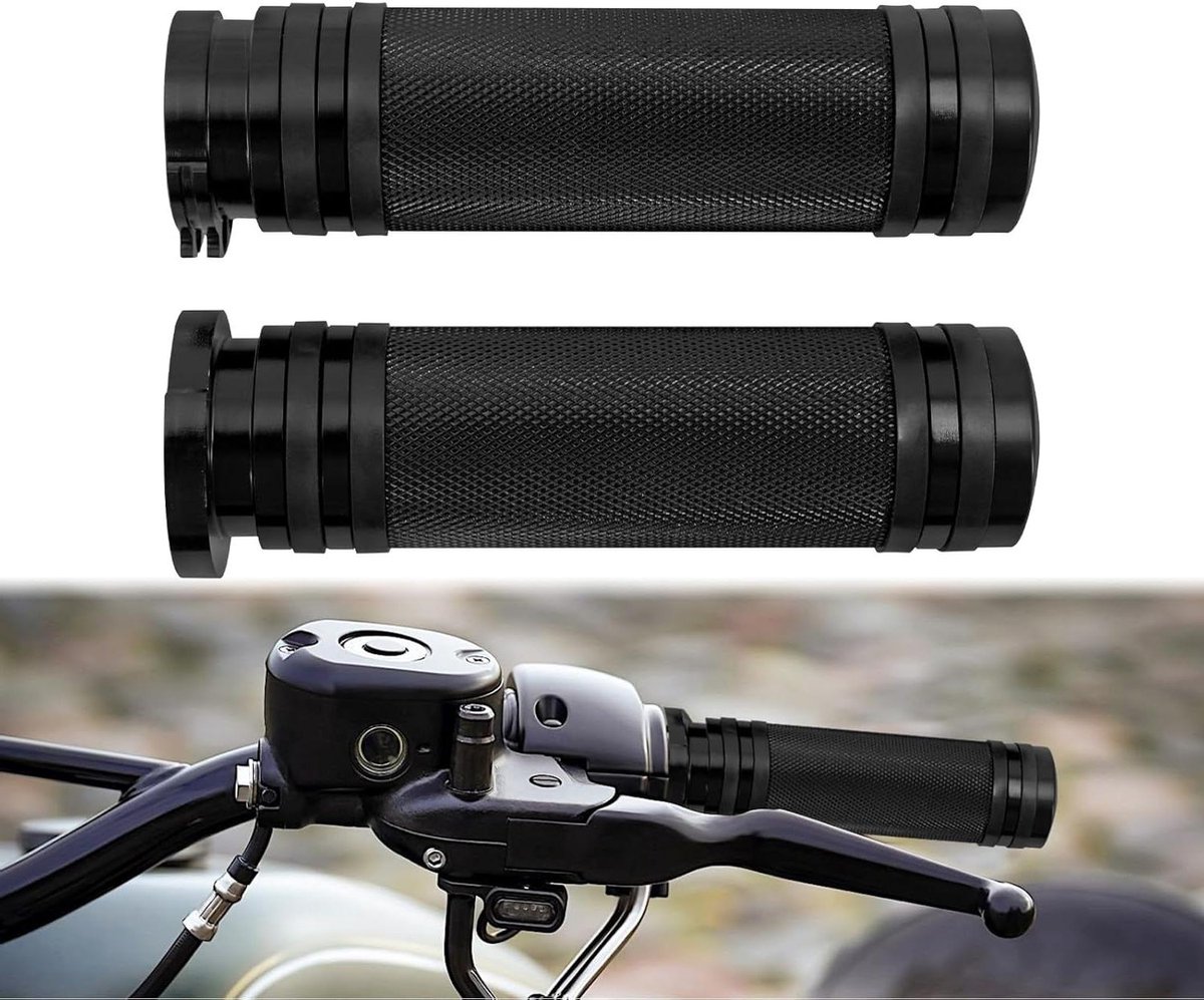 Motor Handgrepen - Stuur Grips - Comfortabel Rijden - Universele Pasvorm - 25 mm - Zwart