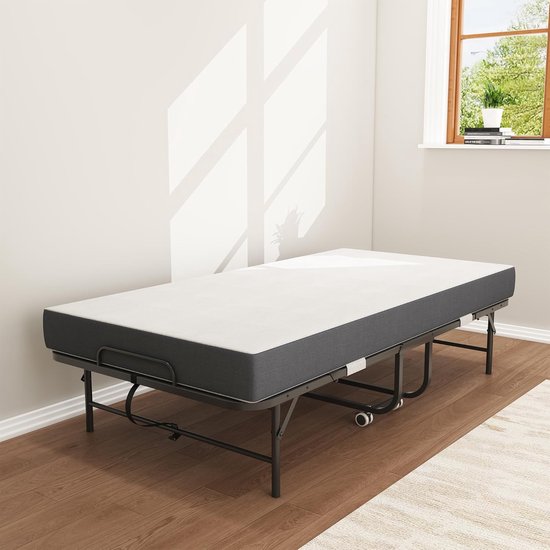 Veldbed 2-persoons - Inklapbaar logeerbed - Comfortabel slapen - 95 cm traagschuim matras - XXL - Zwart — afbeelding 4
