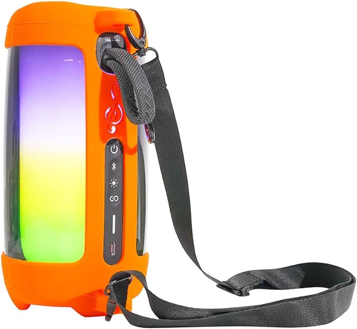 Draagbare Beschermhoes - Siliconen Case - Muziek Luisteren - Met Haken - 22 x 12 x 10 cm - Oranje