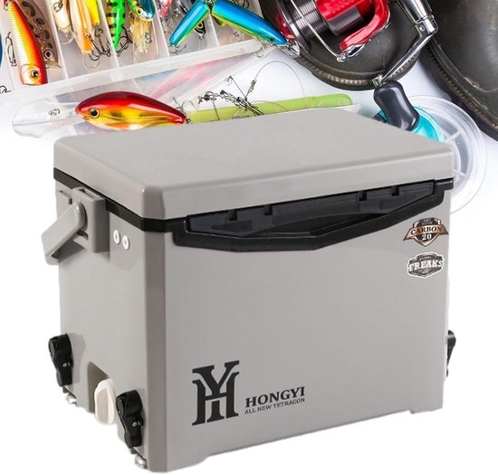 Geïsoleerde koelbox - Strand picknickbox - Dranken koel houden - Geavanceerde thermische isolatie - 20 l - Grijs — afbeelding 5