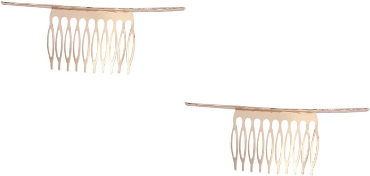Haarkam Set - Bruidskam Zijkam - Haar Styling - 10 Getrokken Tanden - 11 x 4 cm - Goud