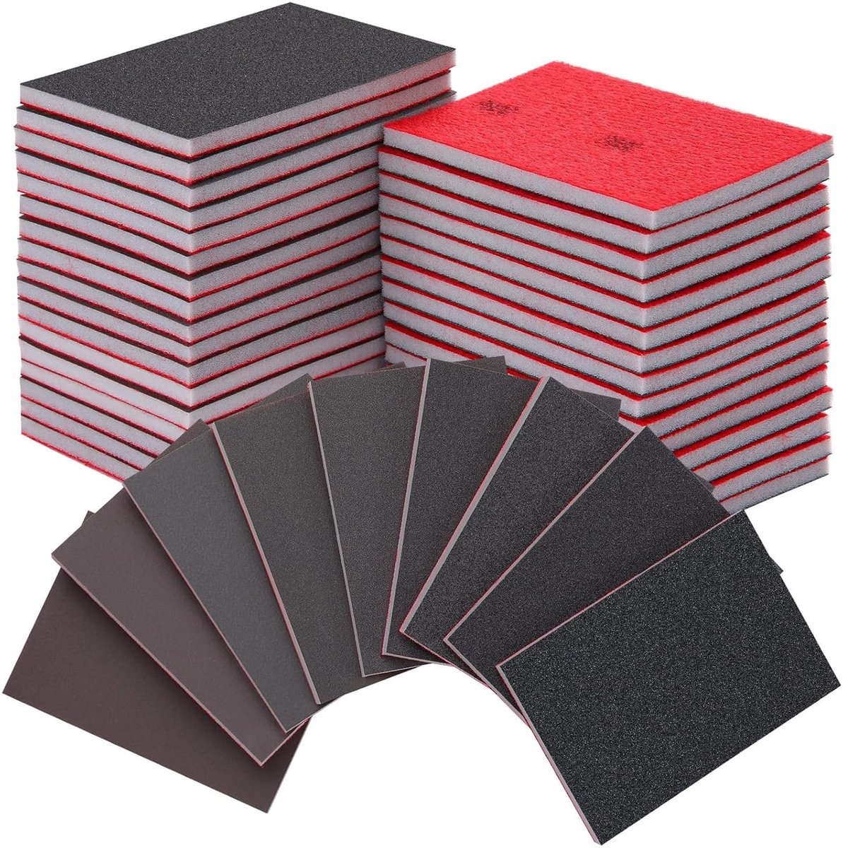 Dailygoods- Schuurspons Set 18 Stuks - Schuurpads Korrel 180/320/400/600/800/1200/2000/2500/3000 - Hoogwaardig Aluminium - Voor Nat/Droog Gebruik - Afmetingen 10 x 7 x 0,5 cm - Schuurpad