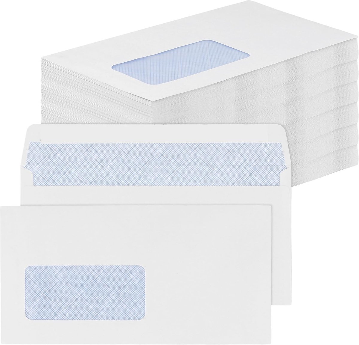 Dailygoods- Enveloppen 300 Stuks - Zelfklevend - 22,5 x 11,5 cm - Witte Buiten- en Blauwe Binnenenveloppen - 80 g/m² - Professioneel Design - Brievenbusdozen