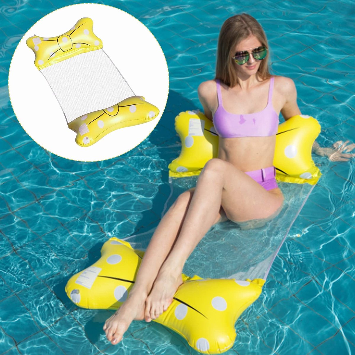 Dailygoods- Luchtbed 4-in-1 - Opblaasbare Waterhangmat - Zwembadhangmat - Ligstoel - Drijvende Strandligstoel - Duurzaam PVC Materiaal