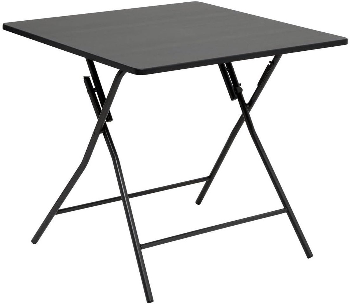 Bijzettafel Inklapbaar - Klaptafel Hout - Extra Ruimte Creëren - Stevig Metaal Frame - 80 x 80 cm - Zwart