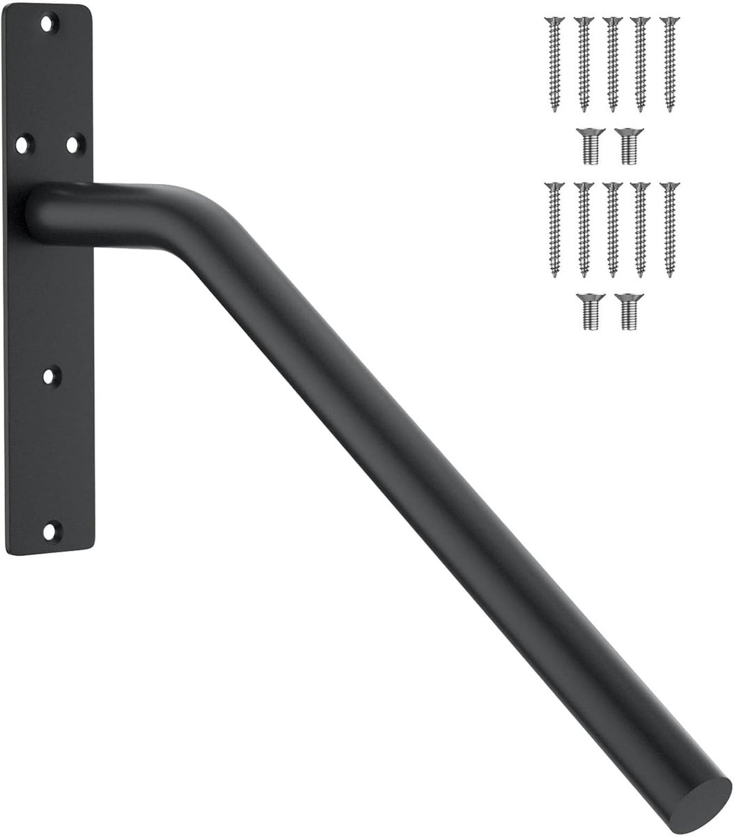 Trapleuning Zwart - Grijpstang Steun - Veilig Traplopen - Gelegeerd Staal - 40 cm Lengte - Zwart