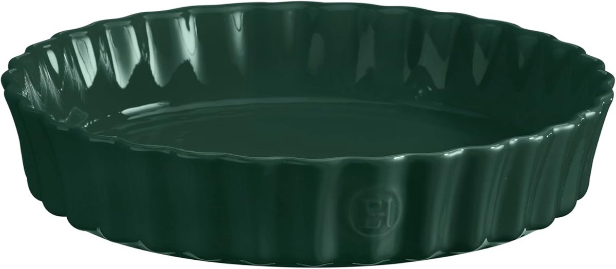 Hoge taartvorm - Quiche schaal - Hartige taart - Krasbestendig email - 28 cm - Cedergroen