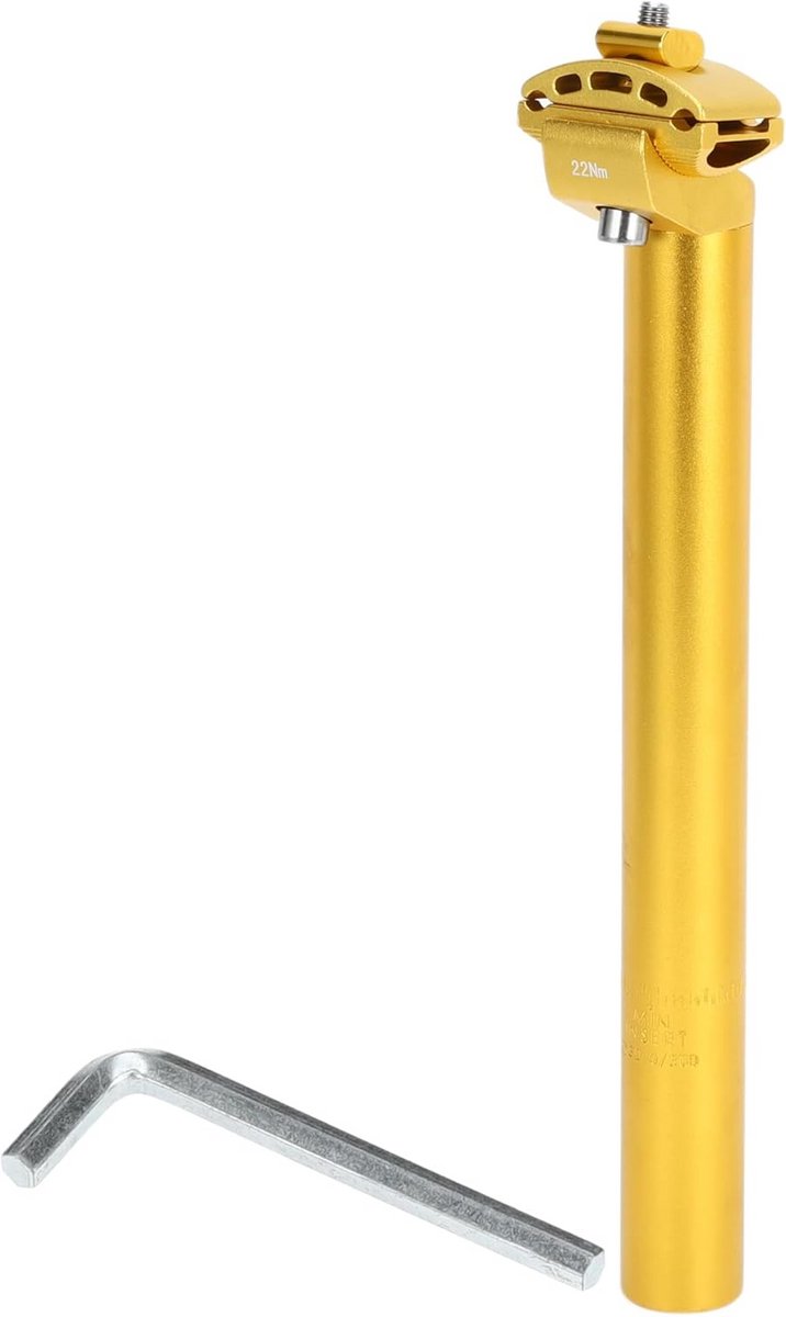 Fiets Zadelpen - Zadelbuis Aluminium - Comfortabel Fietsen - Verstelbare Hoek - 30.9x300mm - Goud