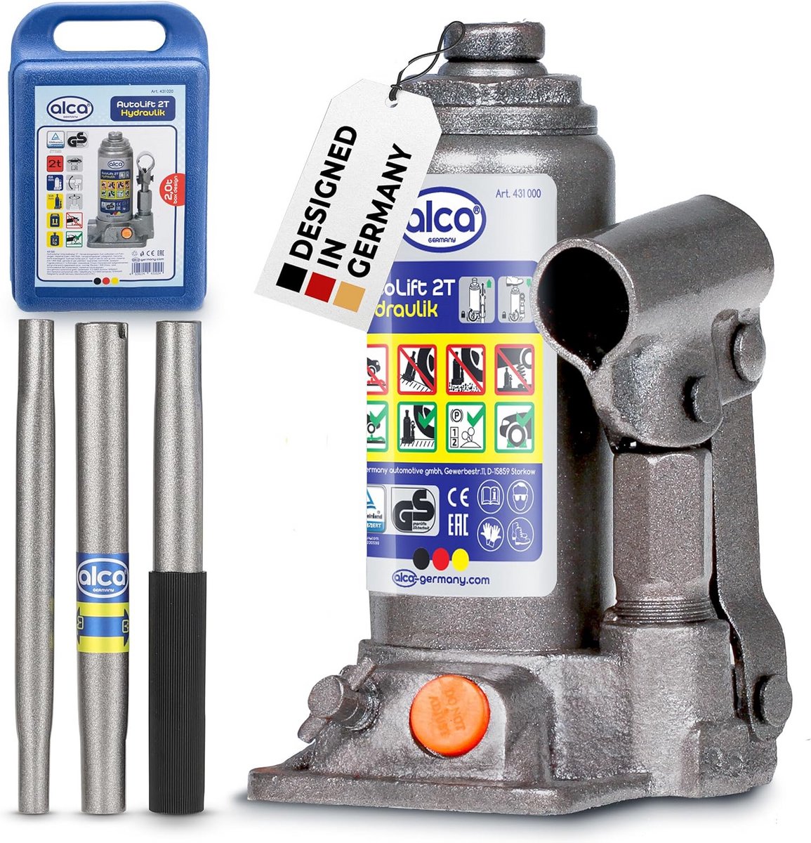 Hydraulische Krik - Vloerkrik Auto - Voertuigen Hefhoogte - Robuuste Stalen Krik - 3 Ton Capaciteit - Zwart Blauw Grijs