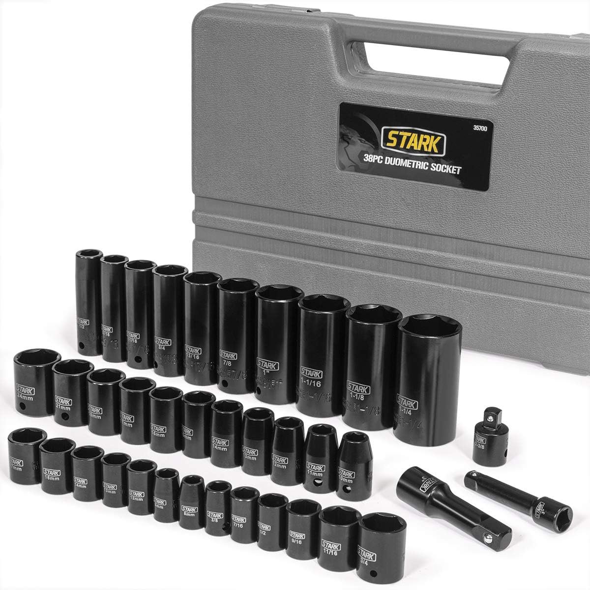 Doppenset - Gereedschap Set - Auto Reparatie - 6-punts Grip - 38 Delig - Zwart