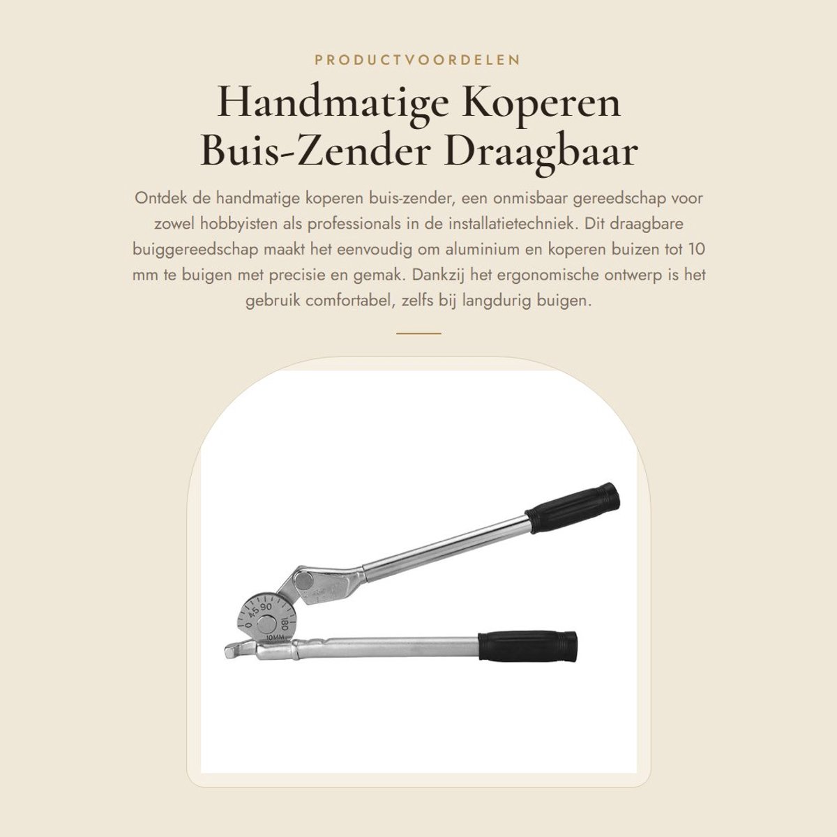 Dailygoods- Buiggereedschap 180 Graden Hefboom - Draagbaar - Voor Aluminium/Koperen Buizen - Hoogwaardig Staal - Lengte 10 mm - Gewicht 23 g - Buisbuiger