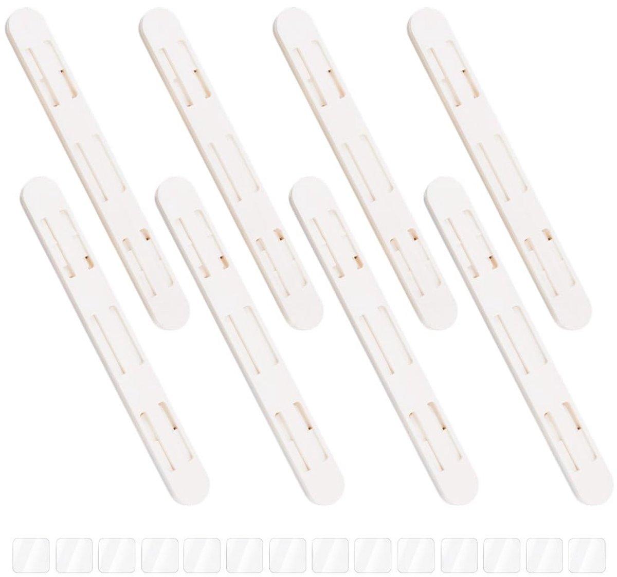 Dailygoods- Ladegeleiders 8 Stuks - Uittrekbare Rails - Zelfklevende Schuifregelaars - Kunststof - Zijdemonteerd - Voor Manden/Bakken - Opslagrails