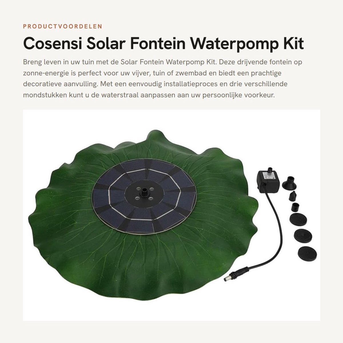Dailygoods - Solar Fontein Waterpomp Kit - Zonne-energie - Eenvoudige Installatie - Drijvende Solar Waterfontein - Voor Tuin en Vijver