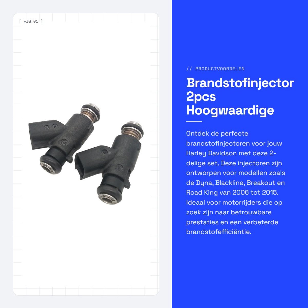 Dailygoods- Brandstofinjector 2 Stuks - Compatibel met Harley Davidson - Dyna/Fat Bob/Breakout - 2006-2015 - Schokbestendig - Hoogwaardige prestaties - Injectoren