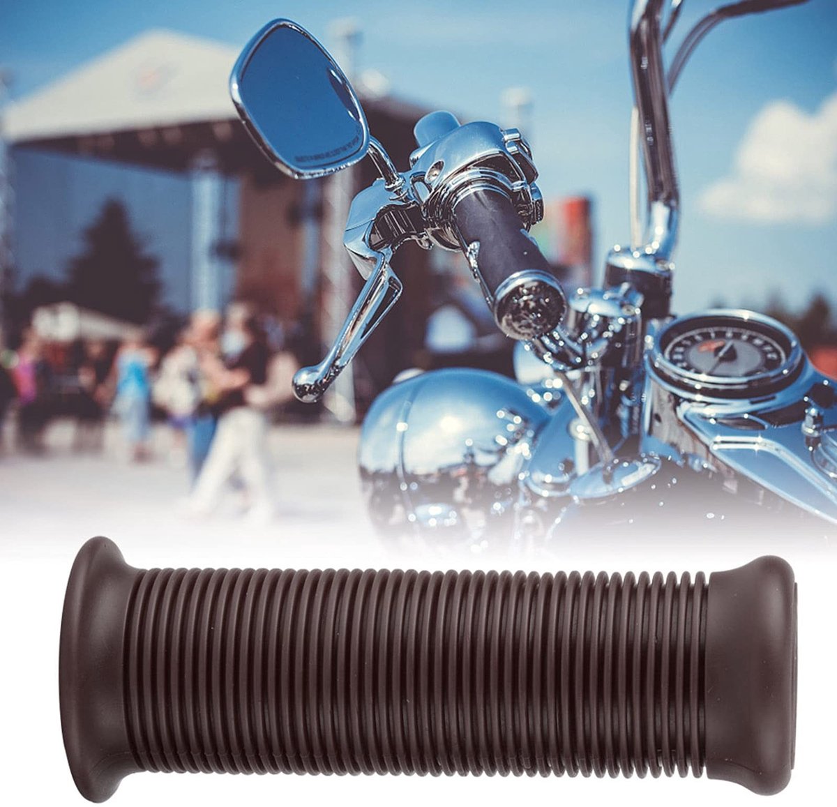 Dailygoods- Motorhandvatten Universele Pasvorm - TPU Materiaal - 25 mm Stuurdiameter - Vintage Design - Diverse Kleuren - Lichtgewicht 110 g - Motorfiets Handgrepen
