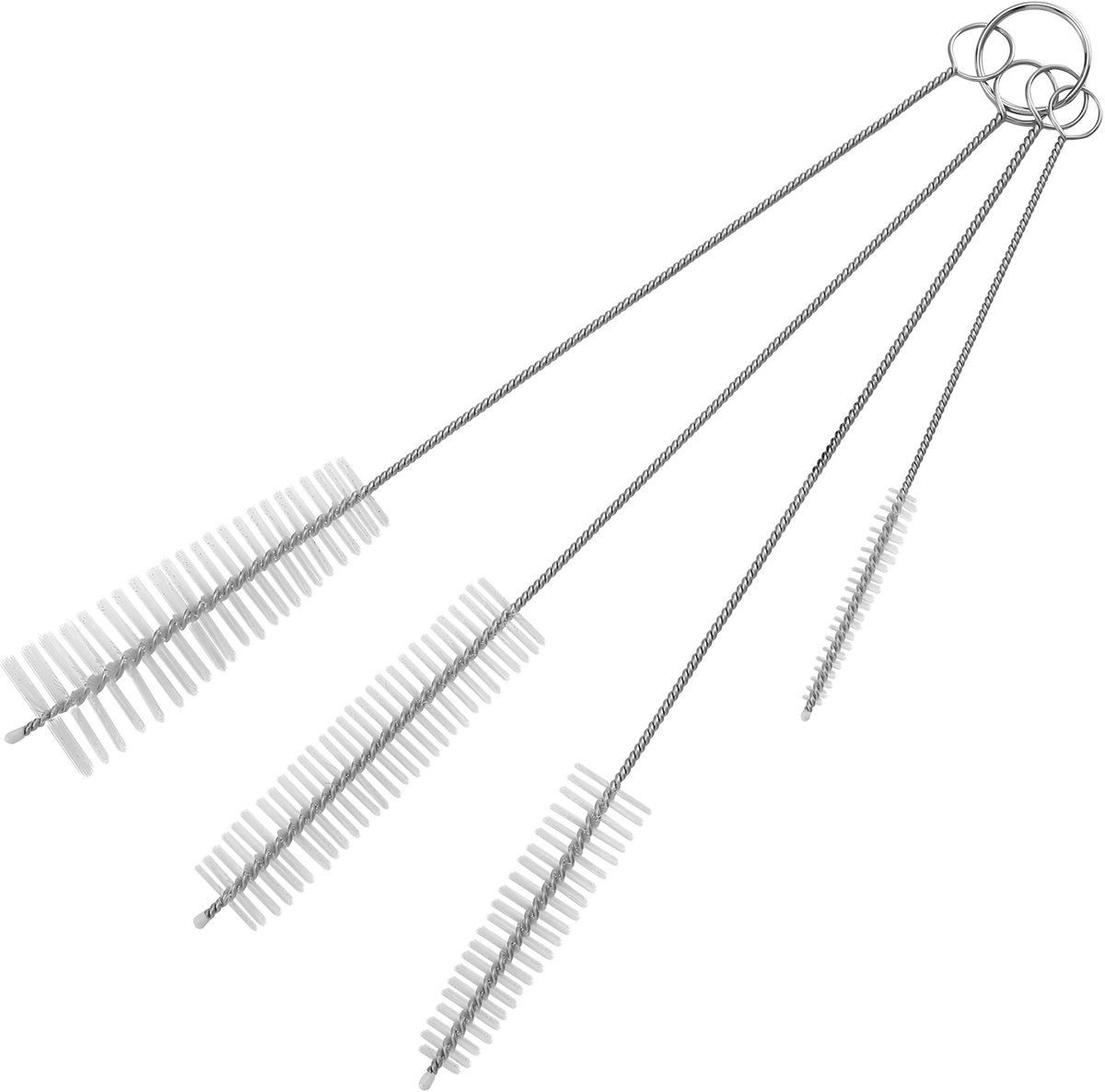 Dailygoods- Flessenreinigingsborstel Set van 4 - Lange Borstels - Zachte Borstels - Voor Flessen/Rietjes - 14-24 cm - Grondige Reiniging - Borstelset