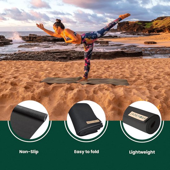 Yogamat - Reismat Oefenmat - Onderweg Trainen - Extra Dun Licht - 173 x 61 cm - Zwart van Yogamat — afbeelding 4