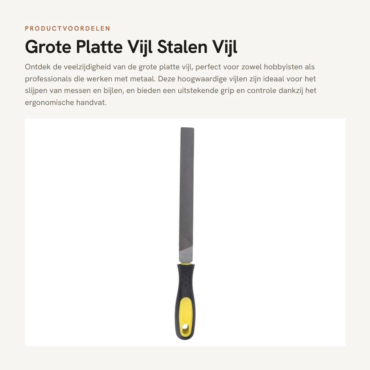 Dailygoods- Platte Vijl 31 cm - Stalen Vijl - Vijl met Grove/Middelste/Fijne Tanden - Slijpgereedschap - Handvijl - Lichtgewicht 192 g
